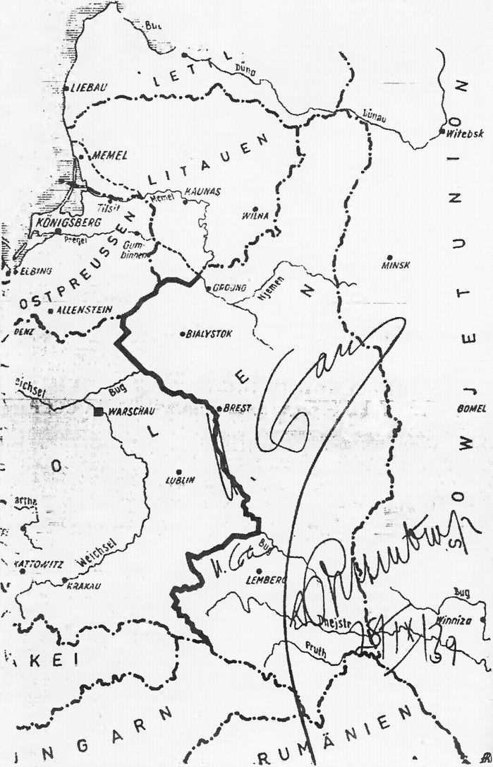 Карта Польши с обозначением «сфер интересов»